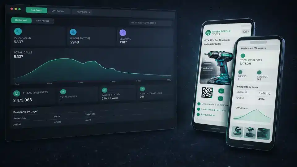 CONTSULT DPP Plattform – Dashboard für digitale Produktpässe auf Desktop und Smartphone